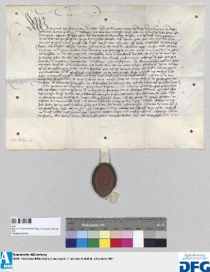 Georius, Abt des Klosters St. Egidien in Nürnberg, stellt ein Vidimus aus von dem Vergunstbriefe des Kaisers Sigismund für die Stadt Nürnberg vom 5. Dezember 1436.