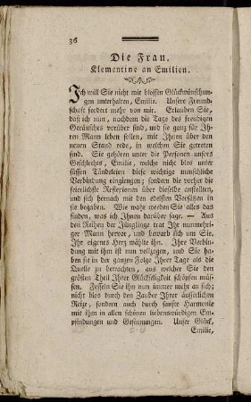 Die Frau. Klementine an Emilien