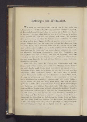 Hoffnungen und Wirklichkeit.