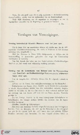 Verslagen van Vereenigingen
