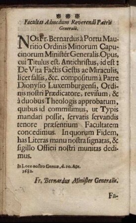 Facultas Admodum Reverendi Patris Generalis.