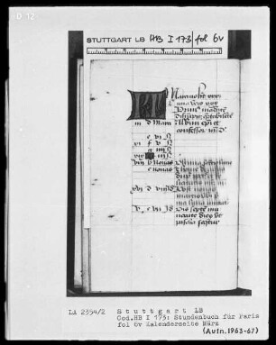 Lateinisches Stundenbuch — KL-Ligatur, Folio 6verso