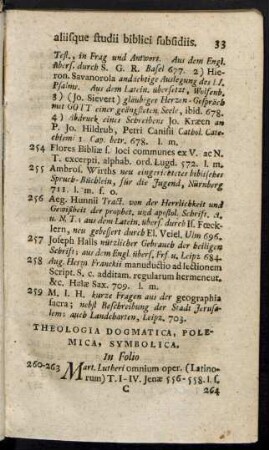 Theologia Dogmatica, Polemica, Symbolica