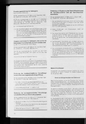 Änderung und Ergänzung der Geschäftsanweisung für Gerichtsvollzieher und der Gerichtsvollzieherordnung