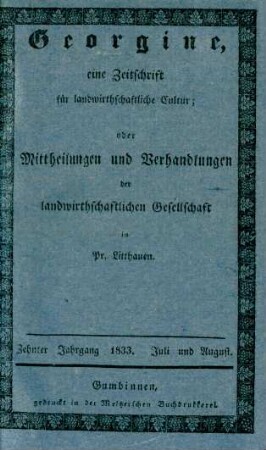 Zehnter Jahrgang 1833. Juli und August.