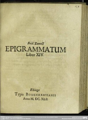 Epigrammatum Liber XIV.