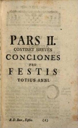 Concionator Extemporaneus In Dominicas Et Festa Per Annum, 1,2. Pro Festis Per Annum