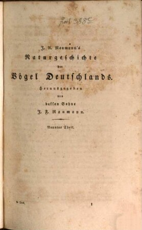 Johann Andreas Naumann's Naturgeschichte der Vögel Deutschlands : nach eigenen Erfahrungen entworfen, 9