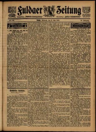 Erste Ausgabe vom Mittwoch, den 27. Mai 1903.