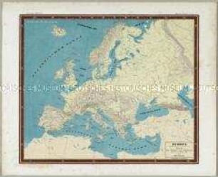 Bauerkeller's Handatlas der allgemeinen Erdkunde, der Länder- und Staatenkunde: Europa: Übersicht der Gebirgs- und Tiefländer