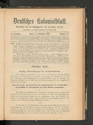 III. Jahrgang. Berlin, 15. November 1892. Nummer 23.