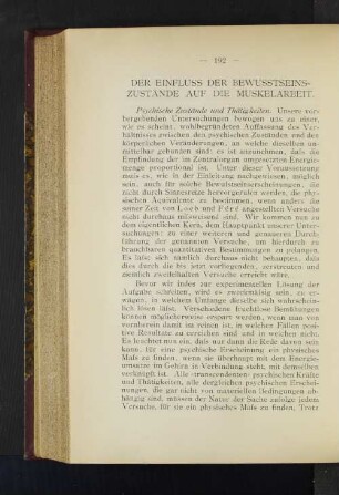 Der Einfluss der Bewusstseinszustände auf die Muskelarbeit.