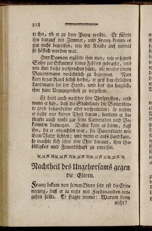 Nachtheil des Ungehorsams gegen die Eltern