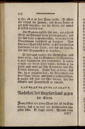 Nachtheil des Ungehorsams gegen die Eltern