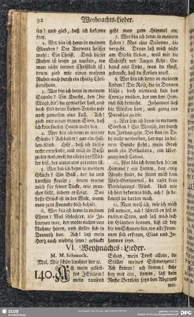 VI. Weyhnachts-Lieder