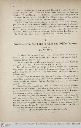 18: Chronikalische Notiz aus der Zeit des 30jähr. Krieges