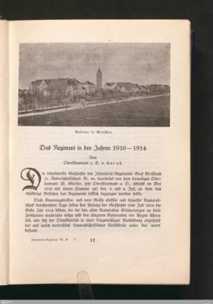 Das Regiment in den Jahren 1910-1914