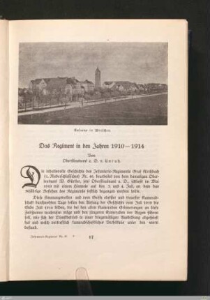 Das Regiment in den Jahren 1910-1914
