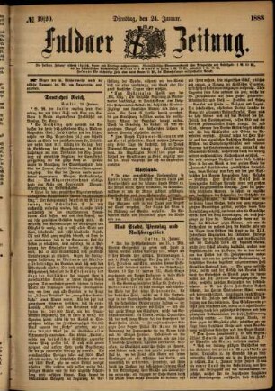 Zweite Ausgabe vom Dienstag, den 24. Januar 1888.