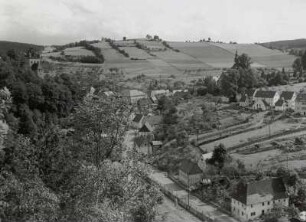 Liebstadt. Stadtansicht mit Schloß Kuckuckstein und Stadtkirche von Norden über das Seidewitztal