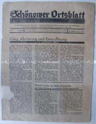 Kommunales Mitteilungsblatt "Schönower Ortsblatt"