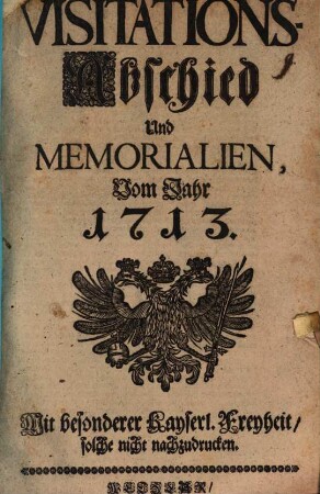 Visitations-Abschied und Memoralien vom J. 1713
