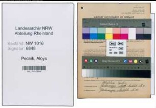 Entnazifizierung Aloys Pecnik , geb. 28.04.1912 (Waechter)