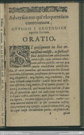 Adversus eos qui eloquentiam contemnunt