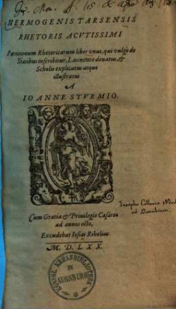 Hermogenis Tarsensis partitionum rhetoricarum liber unus, qui vulgo De statibus inscribitur