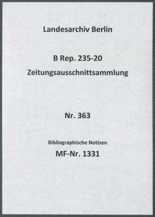 Bibliographische Notizen