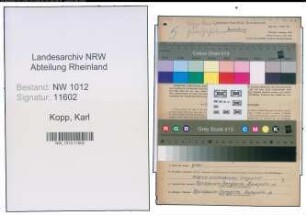 Entnazifizierung Karl Kopp , geb. 21.12.1900 (Maschinist)