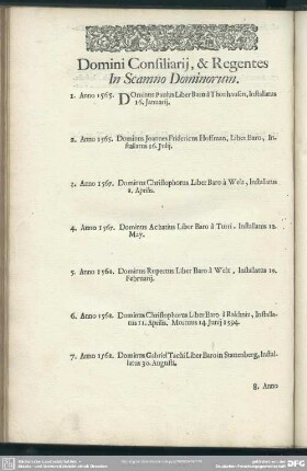 Domini Cancellarii, & Regentes In Scamno Dominorum