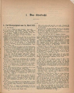 I. Das Strafrecht.