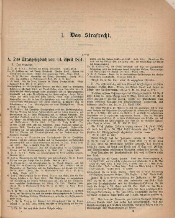 I. Das Strafrecht.