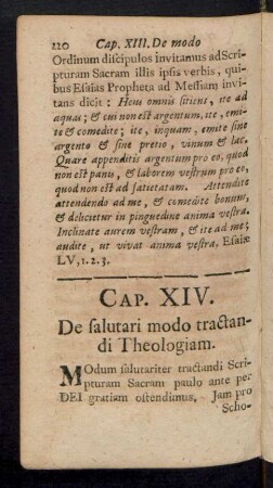 Cap. XIV. De salutari modo tractandi Theologiam