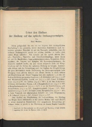 Ueber den Einfluss der Bindung auf das optische Drehungsvermögen.