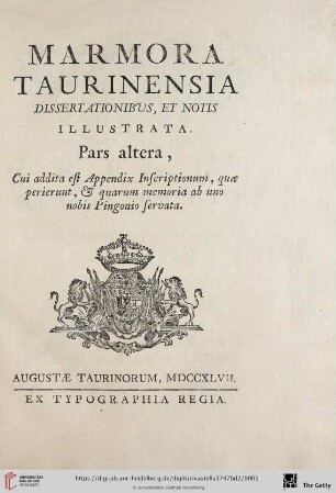 Band 2: Marmora Taurinensia Dissertationibus et Notis Illustrata