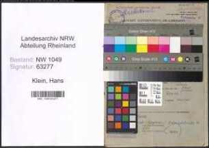 Entnazifizierung Hans Klein , geb. 11.12.1901 (Beamter)