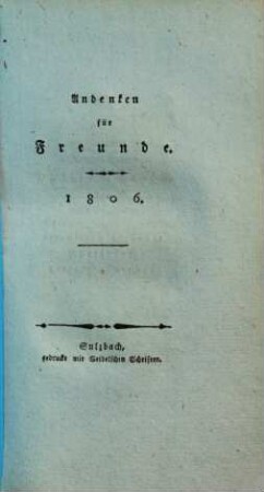 Andenken für Freunde. 1806