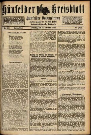 Zweite Ausgabe vom Dienstag, den 10. November 1925.