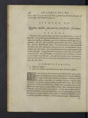 Titulus XII. Quibus modis jus patria potestatis solvitur.