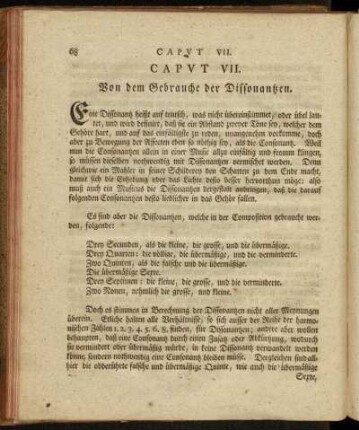 Caput VII. Von dem Gebrauche der Dissonanzen.