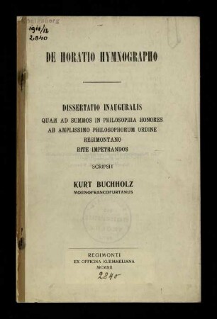 De Horatio hymnographo