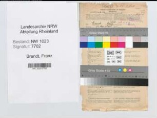 Entnazifizierung Franz Brandt , geb. 31.05.1890 (Polizeibeamter)