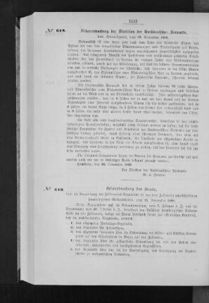 Bekanntmachung der Direktion der Norddeutschen Seewarte, betr. Sturmsignale, vom 23. November 1868.