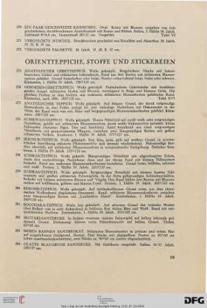 Orientteppiche, Stoffe, Stickereien (Nr. 273-304)