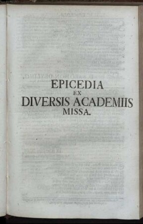 Epicedia Ex Diversis Academiis Missa