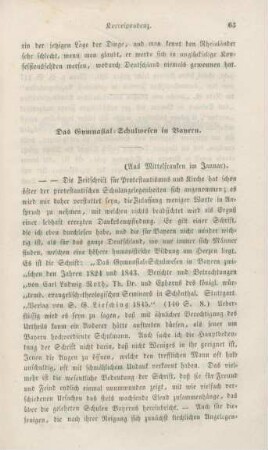 63-64 Korrespondenz : das Gymnasial-Schulwesen in Bayern