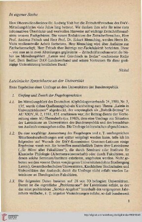 In eigener Sache