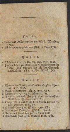 Folio. / Quart. / Octav.